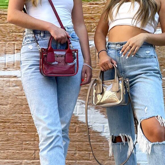 Stacey Clear Stadium Satchel with Pouch Dark Red - Picture 5 of 5